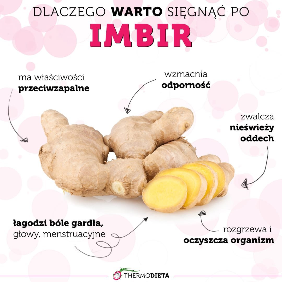 infografika imbir właściwości